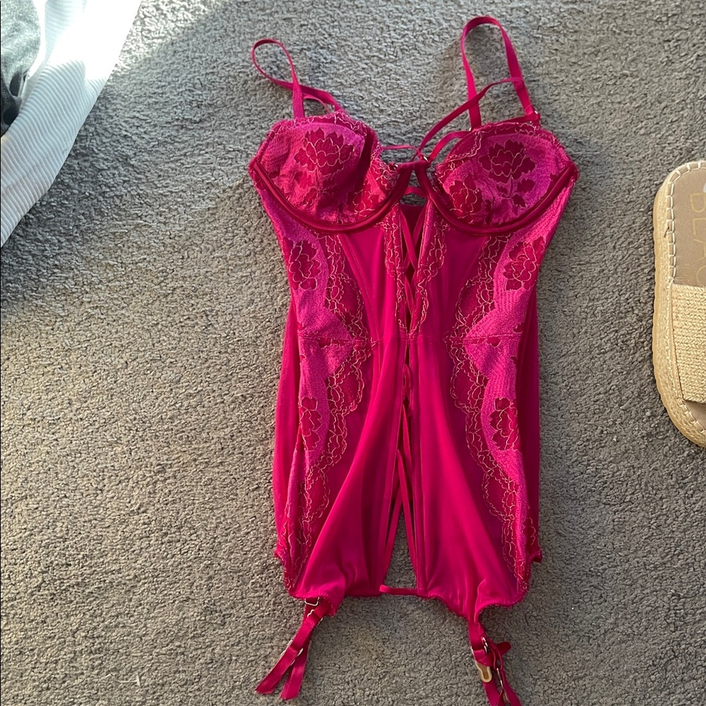 Victoria's Secret Fuchsia Lace Bodysuit